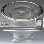 Antique French Sterling Silver & Intaglio Engraved Glass Condiment or Caviar Serving Dish