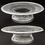 Antique French Sterling Silver & Intaglio Engraved Glass Condiment or Caviar Serving Dish