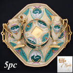 Antique French c. 1850-70 Empire Revival Style 5pc Tete-a-tete Sized Tea or Coffee Set, Swans