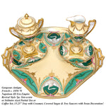 Antique French c. 1850-70 Empire Revival Style 5pc Tete-a-tete Sized Tea or Coffee Set, Swans