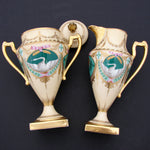 Antique French c. 1850-70 Empire Revival Style 5pc Tete-a-tete Sized Tea or Coffee Set, Swans