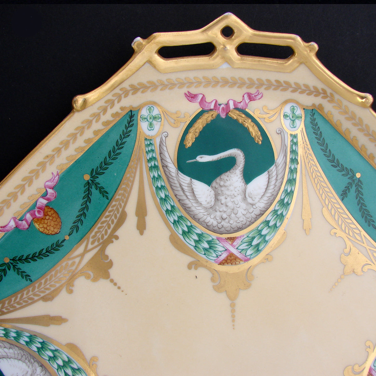 Antique French c. 1850-70 Empire Revival Style 5pc Tete-a-tete Sized Tea or Coffee Set, Swans