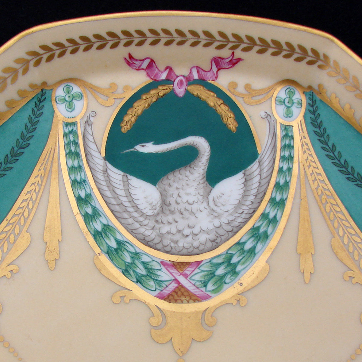 Antique French c. 1850-70 Empire Revival Style 5pc Tete-a-tete Sized Tea or Coffee Set, Swans