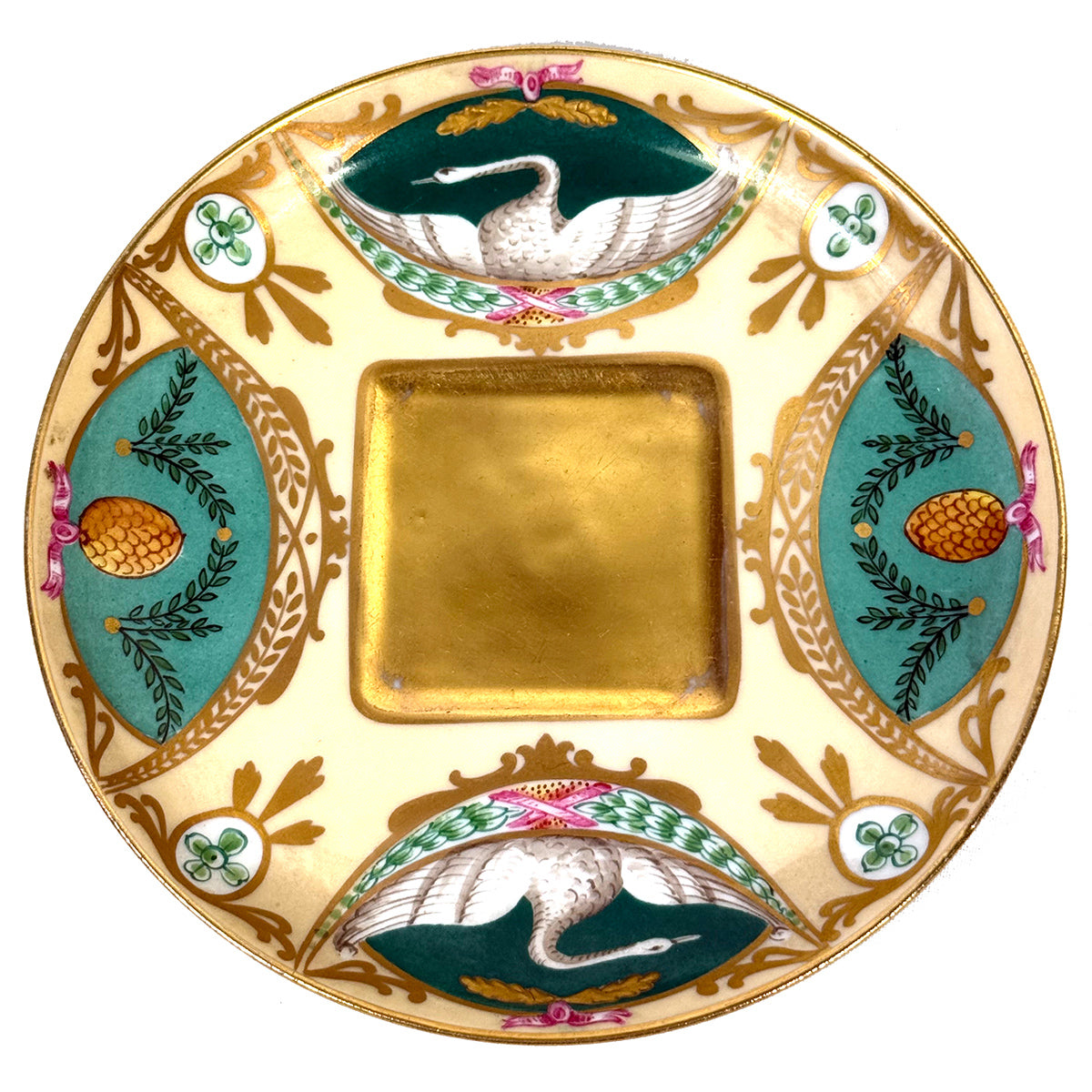 Antique French c. 1850-70 Empire Revival Style 5pc Tete-a-tete Sized Tea or Coffee Set, Swans