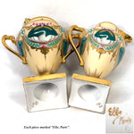 Antique French c. 1850-70 Empire Revival Style 5pc Tete-a-tete Sized Tea or Coffee Set, Swans