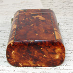 Antique Victorian Era Tortoise Shell & Pique Cigar Etui or Travel Tea Caddy - Tortoiseshell