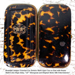 Antique French Cigar Case, Necessaire in Fine Tortoise Shell Pique - Tortoiseshell