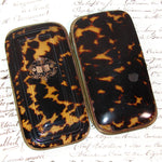 Antique French Cigar Case, Necessaire in Fine Tortoise Shell Pique - Tortoiseshell