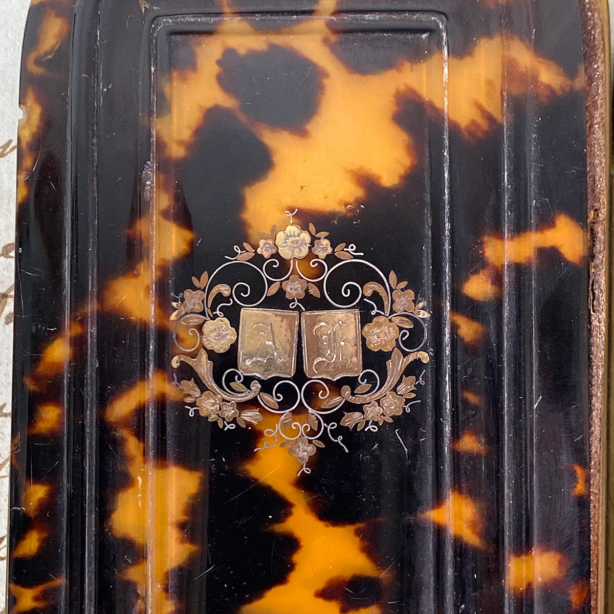 Antique French Cigar Case, Necessaire in Fine Tortoise Shell Pique - Tortoiseshell
