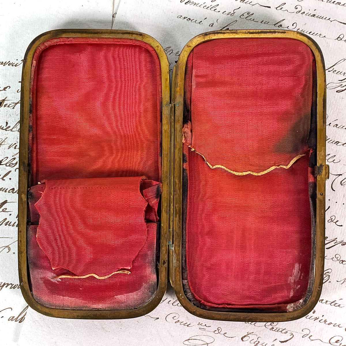 Antique French Cigar Case, Necessaire in Fine Tortoise Shell Pique - Tortoiseshell