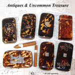 Antique French Cigar Case, Necessaire in Fine Tortoise Shell Pique - Tortoiseshell
