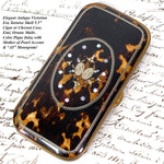 Superb Antique French Tortoise Shell & Pique Inlay 5.5" Cigar Case, Mother of Pearl Accents