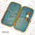 Superb Antique French Tortoise Shell & Pique Inlay 5.5" Cigar Case, Mother of Pearl Accents