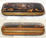 Superb Antique French Tortoise Shell & Pique Inlay 5.5" Cigar Case, Mother of Pearl Accents