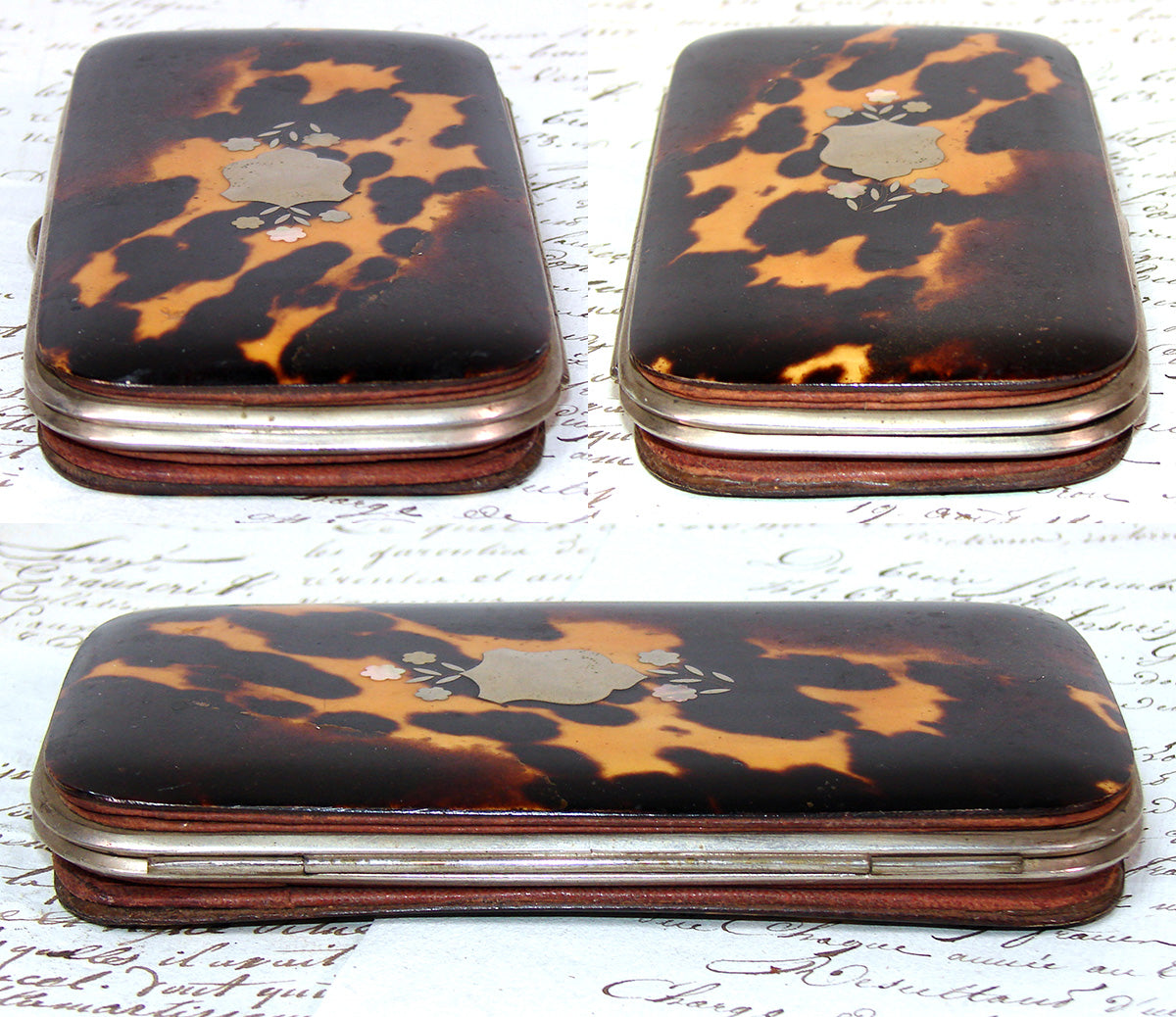 Quality Antique French Tortoise Shell Cigar or Spectacles Case, Original Interior