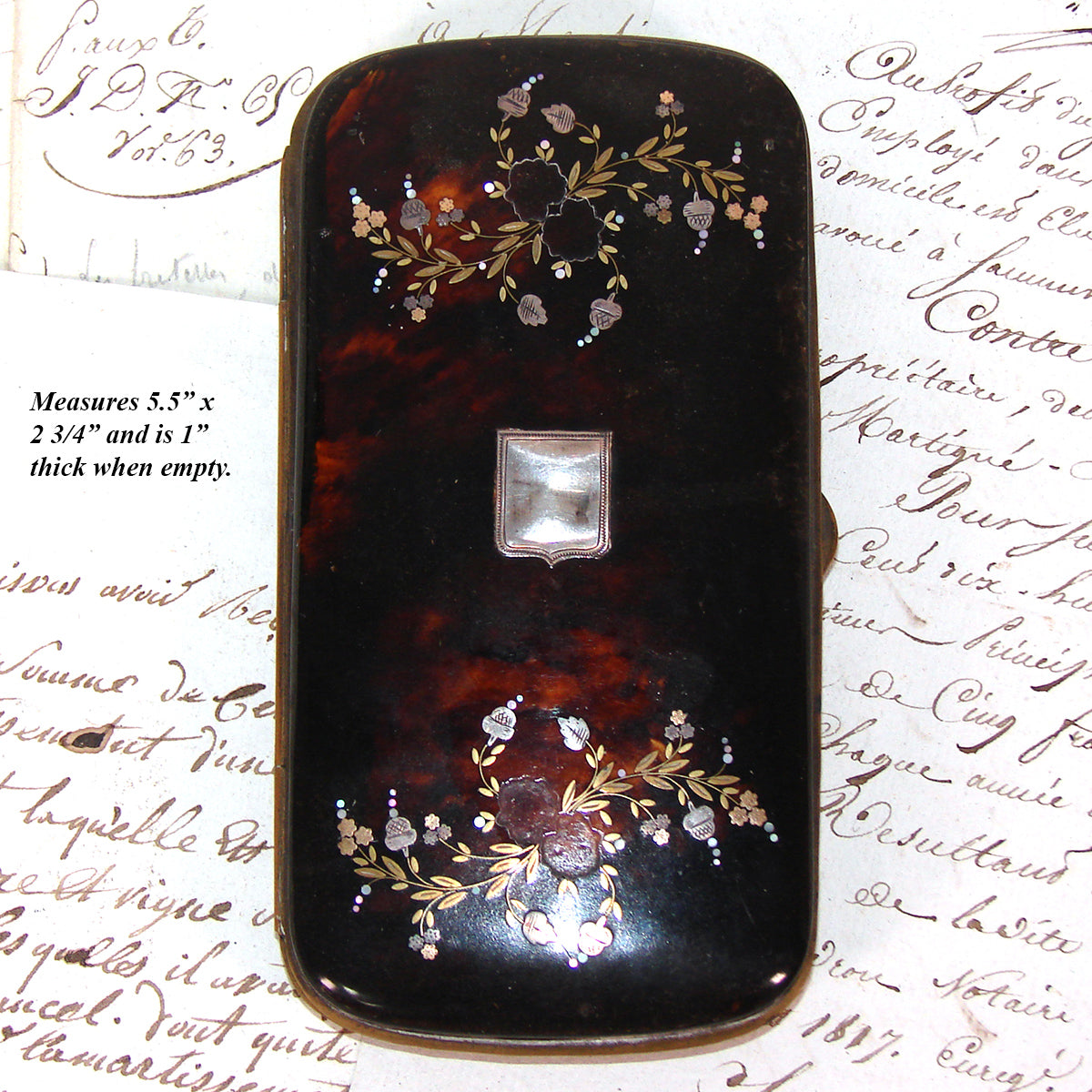 Antique French Tortoise Shell Cigar or Spectacles Case, Etui - Tortoiseshell & Pique