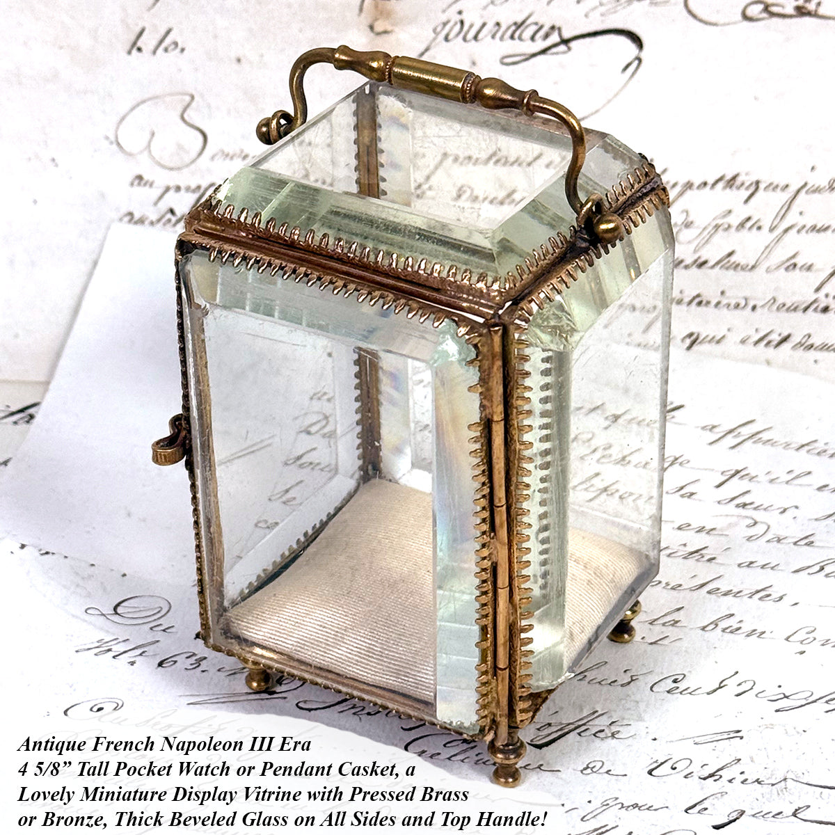 Antique French Napoleon III Pocket Watch Casket or Display, a Miniature Vitrine