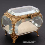 Antique French Napoleon III Jewelry Casket, Miniature Vitrine Box with Thick Beveled Glass