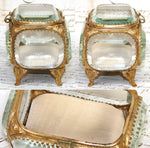 Antique French Napoleon III Jewelry Casket, Miniature Vitrine Box with Thick Beveled Glass