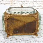 Antique French Napoleon III Jewelry Casket, Miniature Vitrine Box with Thick Beveled Glass