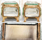 Antique French Napoleon III Jewelry Casket, Miniature Vitrine Box with Thick Beveled Glass