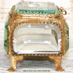 Antique French Napoleon III Jewelry Casket, Miniature Vitrine Box with Thick Beveled Glass