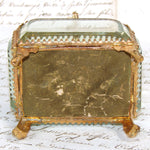 Antique French Napoleon III Jewelry Casket, Miniature Vitrine Box with Thick Beveled Glass