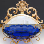 Antique French Napoleon III 15.25” Tall ‘Vide Poche’, Jewelry or Trinket Dish, Raised Enamel Decoration