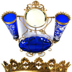 Antique French Napoleon III 15.25” Tall ‘Vide Poche’, Jewelry or Trinket Dish, Raised Enamel Decoration