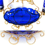 Antique French Napoleon III 15.25” Tall ‘Vide Poche’, Jewelry or Trinket Dish, Raised Enamel Decoration