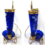 Antique French Napoleon III 15.25” Tall ‘Vide Poche’, Jewelry or Trinket Dish, Raised Enamel Decoration