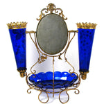 Antique French Napoleon III 15.25” Tall ‘Vide Poche’, Jewelry or Trinket Dish, Raised Enamel Decoration