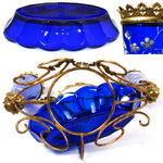 Antique French Napoleon III 15.25” Tall ‘Vide Poche’, Jewelry or Trinket Dish, Raised Enamel Decoration