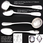 Antique French Sterling SIlver 28pc Dinner Flatware Set, Fiddle Pattern with “FR” Monograms