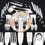 Antique French Sterling SIlver 28pc Dinner Flatware Set, Fiddle Pattern with “FR” Monograms