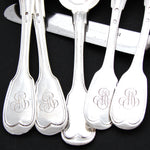 Antique French Sterling SIlver 35pc Dinner Flatware Set, Fiddle Pattern with “MP” Monograms