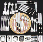Antique French Sterling SIlver 35pc Dinner Flatware Set, Fiddle Pattern with “MP” Monograms