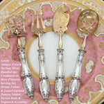 Antique French Sterling Silver Handle 4pc Hors d’Oeuvre Set, Laurel Garland