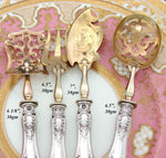 Antique French Sterling Silver Handle 4pc Hors d’Oeuvre Set, Laurel Garland