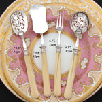 Antique French Hallmarked 4pc Condiment or Hors d'Oeuvre Serving Set, Genuine Ivory Handles