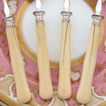 Antique French Hallmarked 4pc Condiment or Hors d'Oeuvre Serving Set, Genuine Ivory Handles