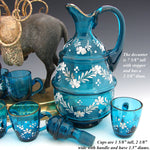 Antique French 15” Napoleon III Liqueur Stand, Caddy or Tantalus, Enameled Blue Glass Decanter & Cups: Mule Figural Stand