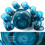 Antique French 15” Napoleon III Liqueur Stand, Caddy or Tantalus, Enameled Blue Glass Decanter & Cups: Mule Figural Stand