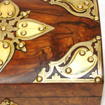 Gorgeous Antique French Burled Walnut Tea Caddy, a Domed Box or Chest with Gothic Revival Style Brass Accents