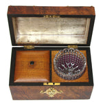 Gorgeous Antique French Burled Walnut Tea Caddy, a Domed Box or Chest with Gothic Revival Style Brass Accents