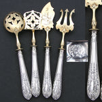 Antique French .800 (nearly sterling) Silver 4pc Condiment or Hors d'Oeuvre Service Set, Louis XVI