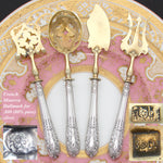 Antique French .800 (nearly sterling) Silver 4pc Condiment or Hors d'Oeuvre Service Set, Louis XVI