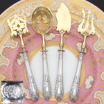 Antique French .800 (nearly sterling) Silver 4pc Condiment or Hors d'Oeuvre Service Set, Louis XVI