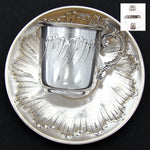 Lovely Antique French Silver Plate Coffee or Tea Cup & Saucer, Ornate Rococo Style