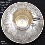 Lovely Antique French Silver Plate Coffee or Tea Cup & Saucer, Ornate Rococo Style